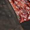 V-KNIGHT Mens Short Body Brown Leather Club Vest with Zipper and Diamond Pattern Zipper View